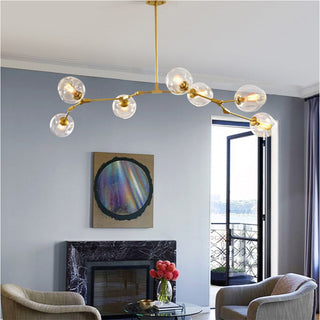 Modern chandelier glass bubbles branch arms dining room