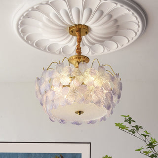 Classic flower stained glass chandelier — pendant light for living room