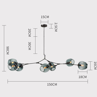 Contemporary glass bubble chandelier branch arms pendant