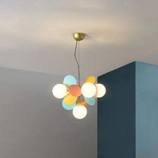 Modern multicolored flower branch chandelier — glass iron ceiling light