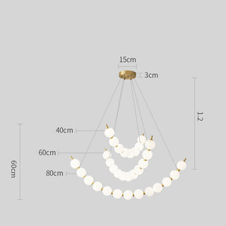 Modern chandelier with pearl ball design and brass