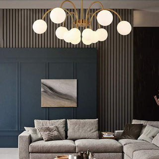 Modern elegant gold sputnik chandelier close-up — pendant detail
