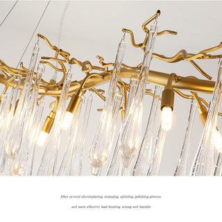 Luxury tiered glass teardrop chandelier modern hanging lamp
