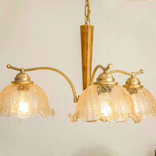 Mid-century copper glass petal chandelier — warm ambient ceiling light