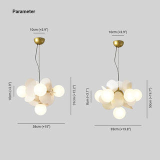 Flower branch glass iron chandelier wide view — modern multicolored warm