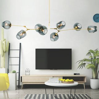 Glass bubble chandelier branch arms living room pendant light