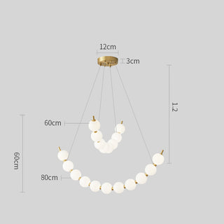 Pearl white ball LED chandelier — modern brass acrylic necklace ceiling