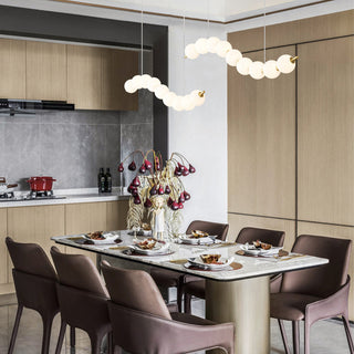 Brass acrylic pendant with white ball — modern chandelier