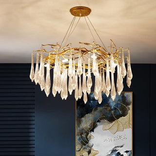 Modern luxury glass teardrop chandelier tiered ceiling lamp