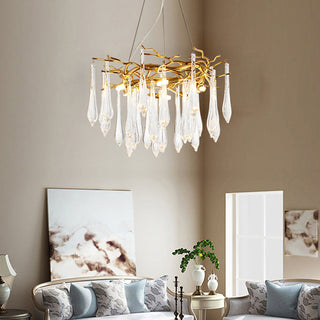 Glass teardrop chandelier modern tiered luxury ceiling pendant