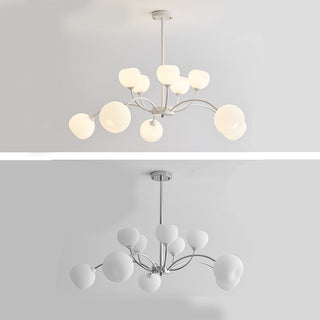 Modern white sputnik chandelier ambient — globe iron warm glow