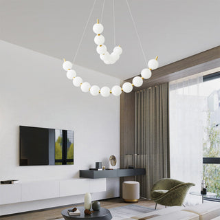 Pearl design chandelier with white ball LED and brass