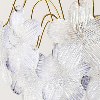Stained glass classic chandelier front — flower pendant warm