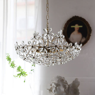Luxury crystal brass chandelier front — bouquet modern dining design