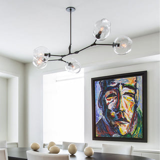Modern branch glass bubble chandelier ceiling fixture close-up