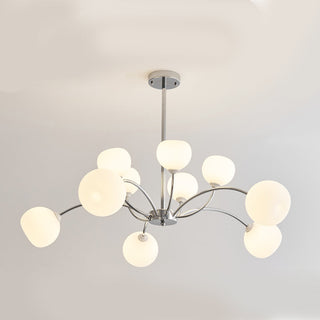 Sputnik white globe chandelier wide — modern iron frame pendant