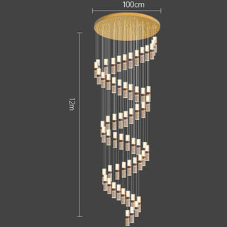 Crystal luxury cascade chandelier wide — long staircase warm