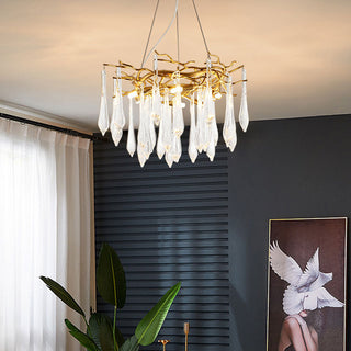 Tiered glass teardrop chandelier luxury pendant living room