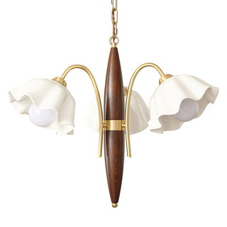 Vintage ceramic brass chandelier side — flower walnut warm glow