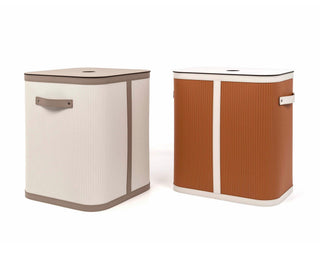rectangular designer leather storage basket lid bathroom set view