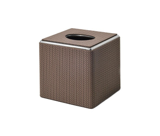square waterproof leather tissue box chrome finish home decor front view