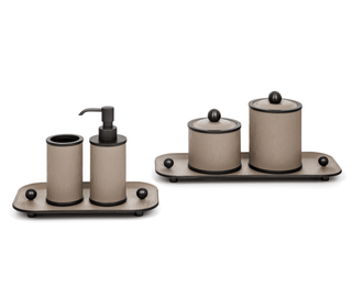 round leather cotton pad holder luxury bathroom accessories angle view