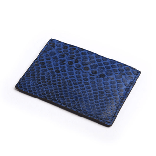 python leather card holder haven luxury navy blue organized storage wallet close-up