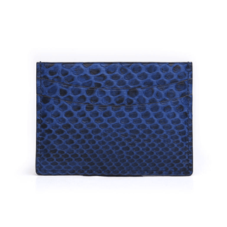 python leather card holder haven luxury navy blue organized storage wallet side view