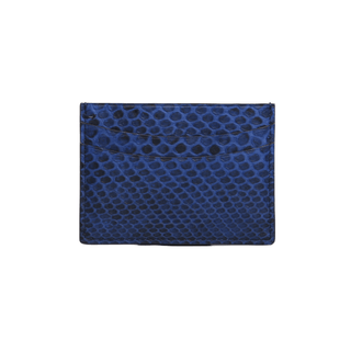 python leather card holder haven luxury navy blue organized storage wallet front view