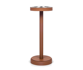 ice bucket stand satin finish stainless steel soft calf leather cover front view
