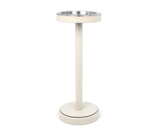 ice bucket stand satin finish stainless steel soft calf leather cover detail