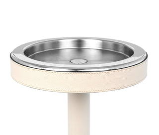 ice bucket stand satin finish stainless steel soft calf leather cover set view