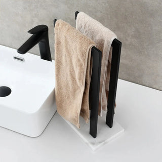 dual rod stainless steel marble base towel holder bathroom organizer set view