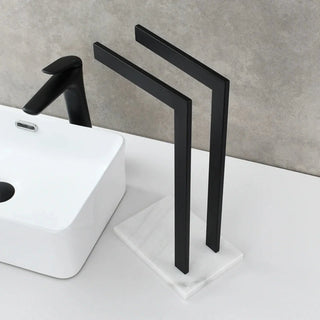 dual rod stainless steel marble base towel holder bathroom organizer detail