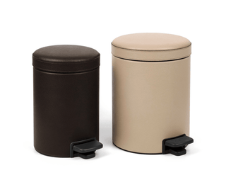 round leather finish pedal bin soft close wastebasket bathroom set view