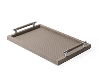 leather serving tray pinetti dedalo wooden tray luxury handles timeless decor close-up