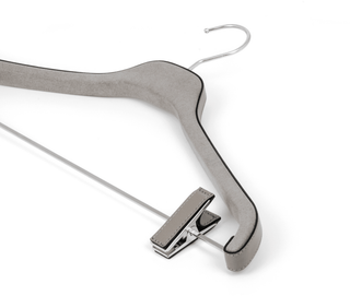 trouser hanger with clips adjustable leather microfiber classic design close-up