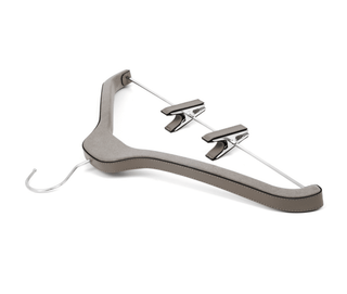 trouser hanger with clips adjustable leather microfiber classic design side view