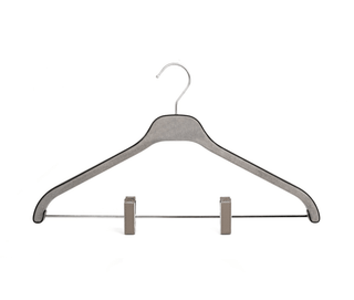 trouser hanger with clips adjustable leather microfiber classic design front view