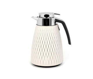 thermal carafe insulated coffee pot leather cover glass interior set view