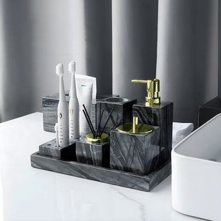 Ensemble de salle de bain en marbre noir – Accessoires de salle de bain de luxe et articles de toilette élégants