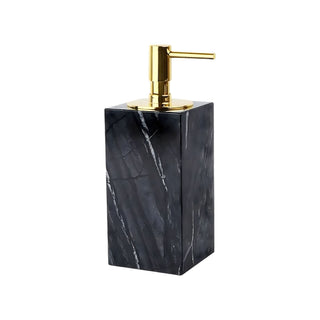 black marble luxury bathroom accessories set soap dispenser vanity front view