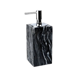 black marble luxury bathroom accessories set soap dispenser vanity close-up