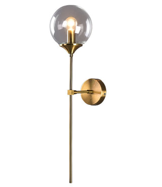 Amber glass wall sconce with golden bracket — modern wall lamp