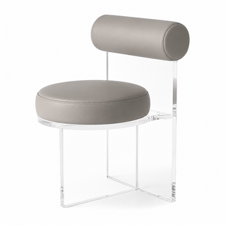 clear dining chair with upholstered seat