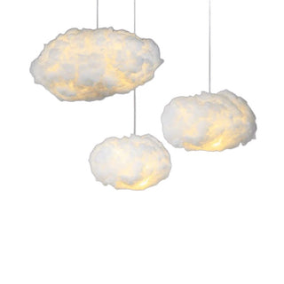 Soft cotton cloud pendant lamp with warm LED — children's ceiling fixture