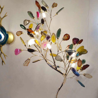 Colored agate lamp side — tree branch iron warm