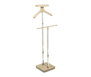 designer leather steel valet stand coat hanger with tray front view