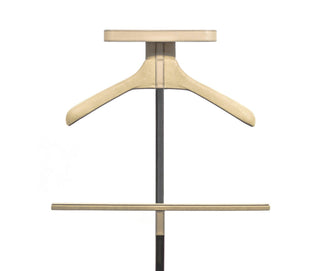 designer leather steel valet stand coat hanger with tray close-up