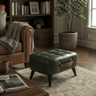 compact faux leather accent stool